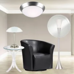 360 Lighting Deco Modern Accent Table Lamp 17" High Brushed Steel Touch On Off White Glass Dome Shade For Bedroom Bedside Nightstand Office Family -360 Lighting Outlet Store GUEST f764664f 03db 494f 90b2 6765c21e3570