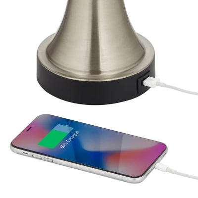 360 Lighting Seymore Modern Touch Table Lamps Set Of 2 26" High Silver LED With USB Charging Port Blue Shirred Shade For Bedroom Living Room Kids Desk 2 360 Lighting Seymore Modern Touch Table Lamps Set Of 2 26" High Silver LED With USB Charging Port Blue Shirred Shade For Bedroom Living Room Kids Desk - Image 2