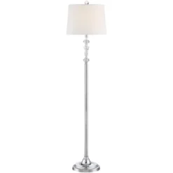360 Lighting Montrose Modern Floor Lamps 61" Tall Set Of 2 Polished Steel Crystal Glass White Fabric Drum Shade For Living Room Bedroom Office House -360 Lighting Outlet Store GUEST f9c3eb11 eaf0 467e 8016 22b7d808d8df