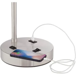 360 Lighting Colby Modern Desk Lamps 21" High Set Of 2 Brushed Nickel With USB And AC Power Outlet In Base White Linen Drum Shade For Bedroom Office -360 Lighting Outlet Store GUEST fad606be 1699 4c79 95f7 0fb64c518c55