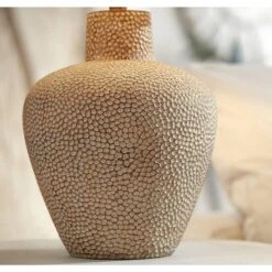 360 Lighting Bentley Rustic Farmhouse Table Lamp 29" Tall Brown Leaf Textured Hammered Pot Off White Empire Shade For Bedroom Living Room House Home -360 Lighting Outlet Store GUEST fadbc97d 341c 4553 a601 5ad11c7760ac