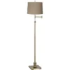 360 Lighting Swing Arm Floor Lamp 70" Tall Antique Brass Natural Linen Drum Shade For Living Room Reading Bedroom Office