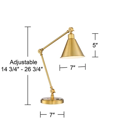 360 Lighting Wray Modern Desk Lamp 26 3/4" High Warm Brass Metal With USB Charging Port Adjustable Arm Head For Bedroom Living Room Bedside House Home 7 360 Lighting Wray Modern Desk Lamp 26 3/4" High Warm Brass Metal With USB Charging Port Adjustable Arm Head For Bedroom Living Room Bedside House Home - Image 7