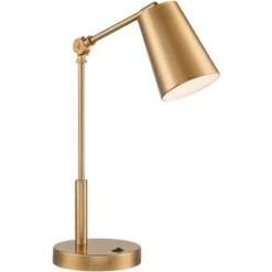 360 Lighting Industrial Modern Desk Lamp With USB And AC Power Outlet 23.5" High Antique Brass Metal For Living Room Bedroom House Bedside -360 Lighting Outlet Store GUEST fd69a193 00ea 4feb 9363 16755dffdfd5