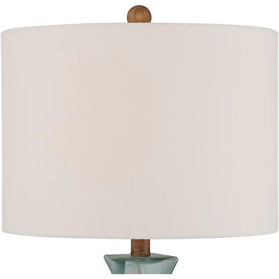 360 Lighting Ryan Modern Coastal Table Lamps 28 1/2" Tall Set Of 2 Blue Glass White Drum Shade For Bedroom Living Room Bedside Nightstand Office House 2 360 Lighting Ryan Modern Coastal Table Lamps 28 1/2" Tall Set Of 2 Blue Glass White Drum Shade For Bedroom Living Room Bedside Nightstand Office House - Image 2