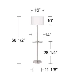 360 Lighting Caper Modern Floor Lamp With Tray Table 60 1/2" Tall Brushed Nickel USB And AC Power Outlet Off White Fabric Drum Shade For Living Room -360 Lighting Outlet Store GUEST fdfcc0be ef16 4d5d 8ecd d75701119c50