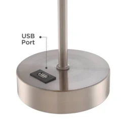 360 Lighting Justin Modern Accent Table Lamps 18" High Set Of 2 Silver With USB Charging Port And Table Top Dimmers White Shade For Bedroom Home Desk -360 Lighting Outlet Store GUEST fe0db206 3a37 4568 9ba6 c4ffb5b99bcc